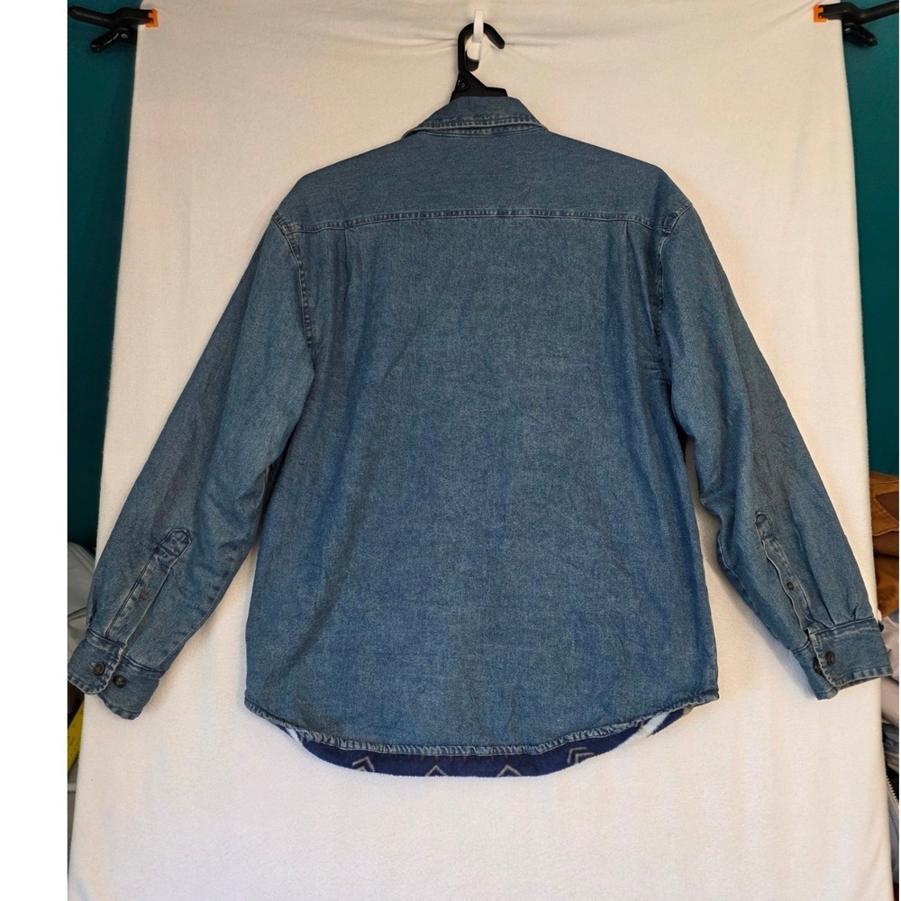 Vintage Scandia Woods Fleece Lined Denim Shacket Med Blue Cotton Southwestern - Picture 2 of 7